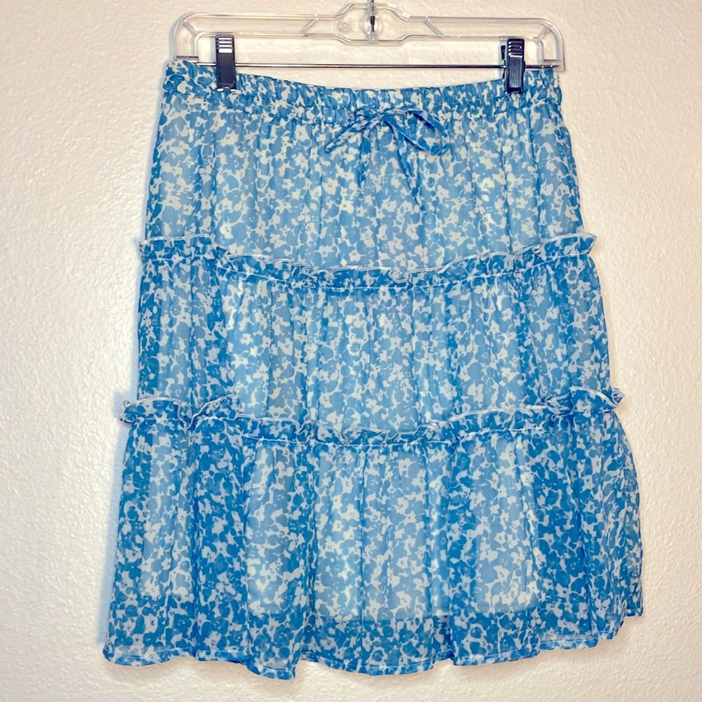 Vero Moda EASTER SPRING NWT Short Frill Skirt in Blue/White, lined spring floral